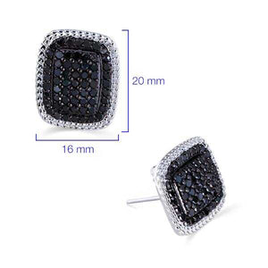 Par de Brinco em Prata 925 com Diamantes Negros