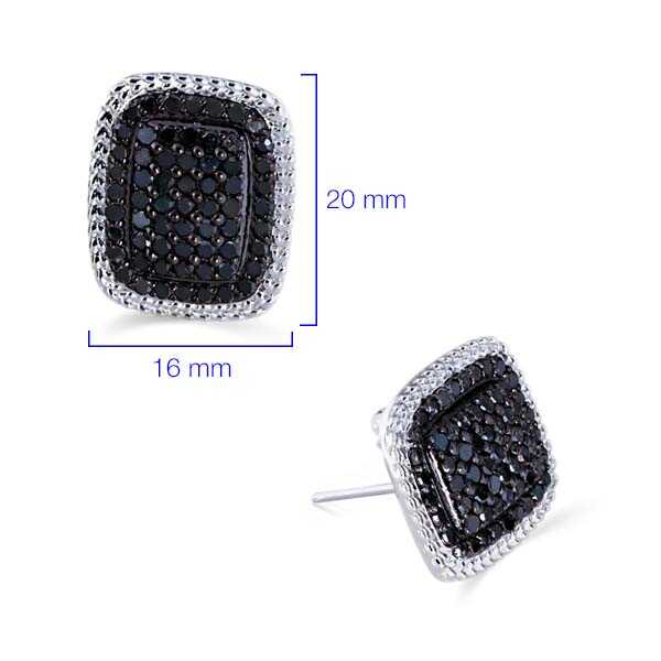 Par de Brinco em Prata 925 com Diamantes Negros