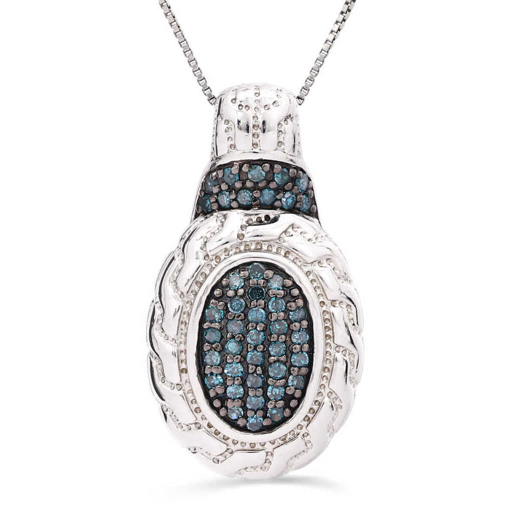 Pingente em Prata 925com Diamantes Azuis