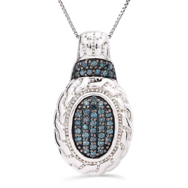 Pingente em Prata 925com Diamantes Azuis