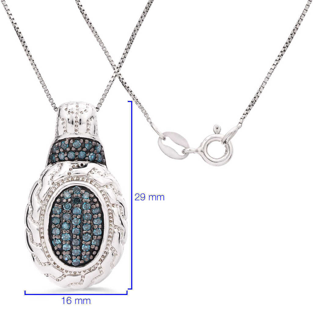 Pingente em Prata 925com Diamantes Azuis