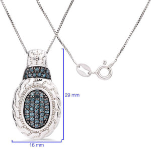 Pingente em Prata 925com Diamantes Azuis