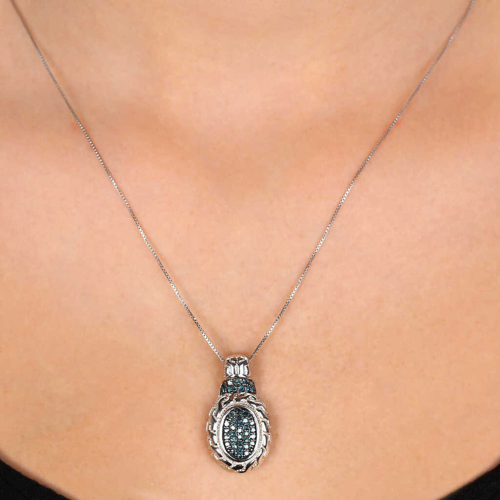 Pingente em Prata 925com Diamantes Azuis