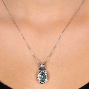 Pingente em Prata 925com Diamantes Azuis