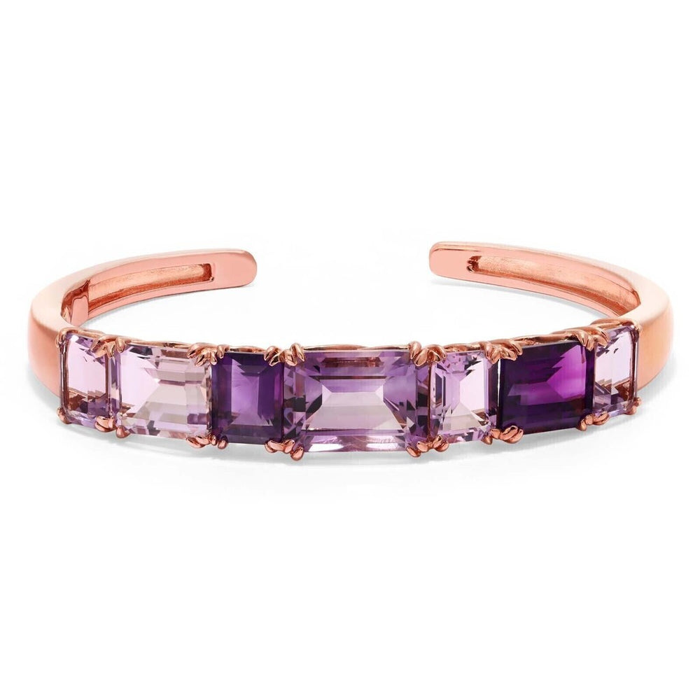 Bracelete de Prata 925 com Ametistas e Rose de France