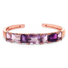 Bracelete de Prata 925 com Ametistas e Rose de France