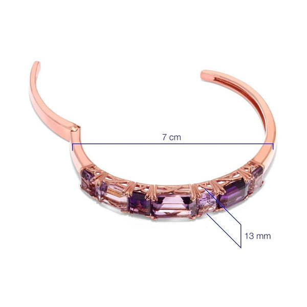 Bracelete de Prata 925 com Ametistas e Rose de France