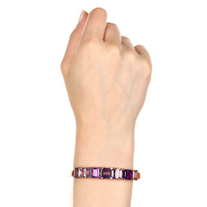 Bracelete de Prata 925 com Ametistas e Rose de France