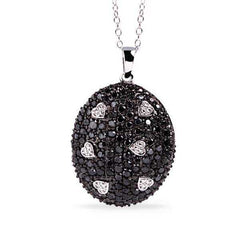 Pingente em Prata 925 Corações com Diamantes Negros