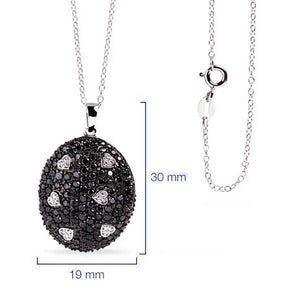 Pingente em Prata 925 Corações com Diamantes Negros