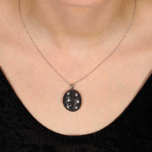 Pingente em Prata 925 Corações com Diamantes Negros