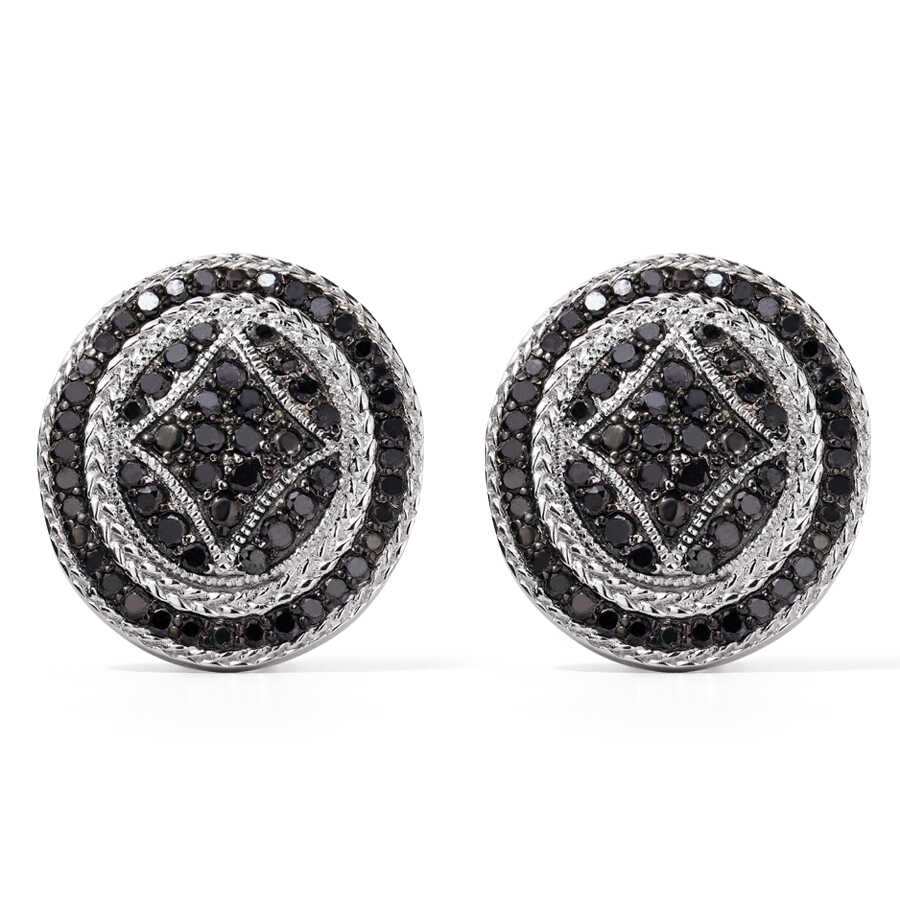 Par de Brinco em Prata 925 com Diamantes Negros