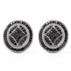 Par de Brinco em Prata 925 com Diamantes Negros