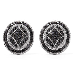 Par de Brinco em Prata 925 com Diamantes Negros