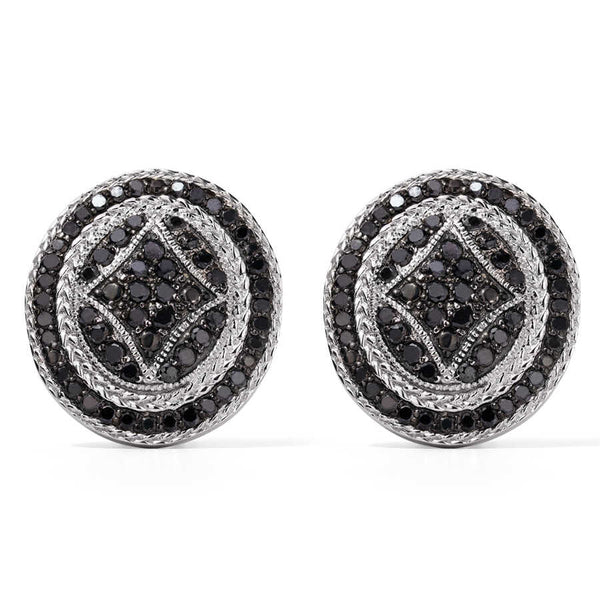 Par de Brinco em Prata 925 com Diamantes Negros