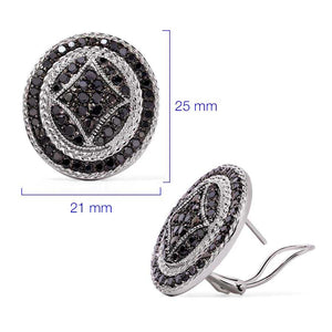 Par de Brinco em Prata 925 com Diamantes Negros