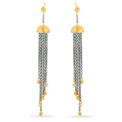 131612-Par de Brinco Linha Kurtulan Em Ouro Amarelo 18k e Prata 925 Kurtulan com Diamantes