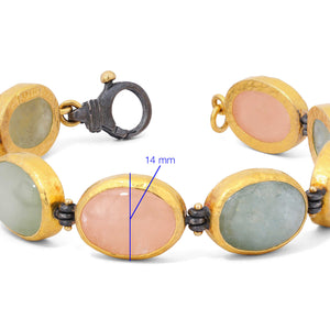 131899-Pulseira Linha Ara Collection em Ouro Amarelo 23,64k e Prata 925 om Água Marinha e Quartzo Rosa