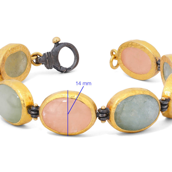 131899-Pulseira Linha Ara Collection em Ouro Amarelo 23,64k e Prata 925 om Água Marinha e Quartzo Rosa