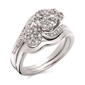 Anel em Prata 925 Flor com Diamantes