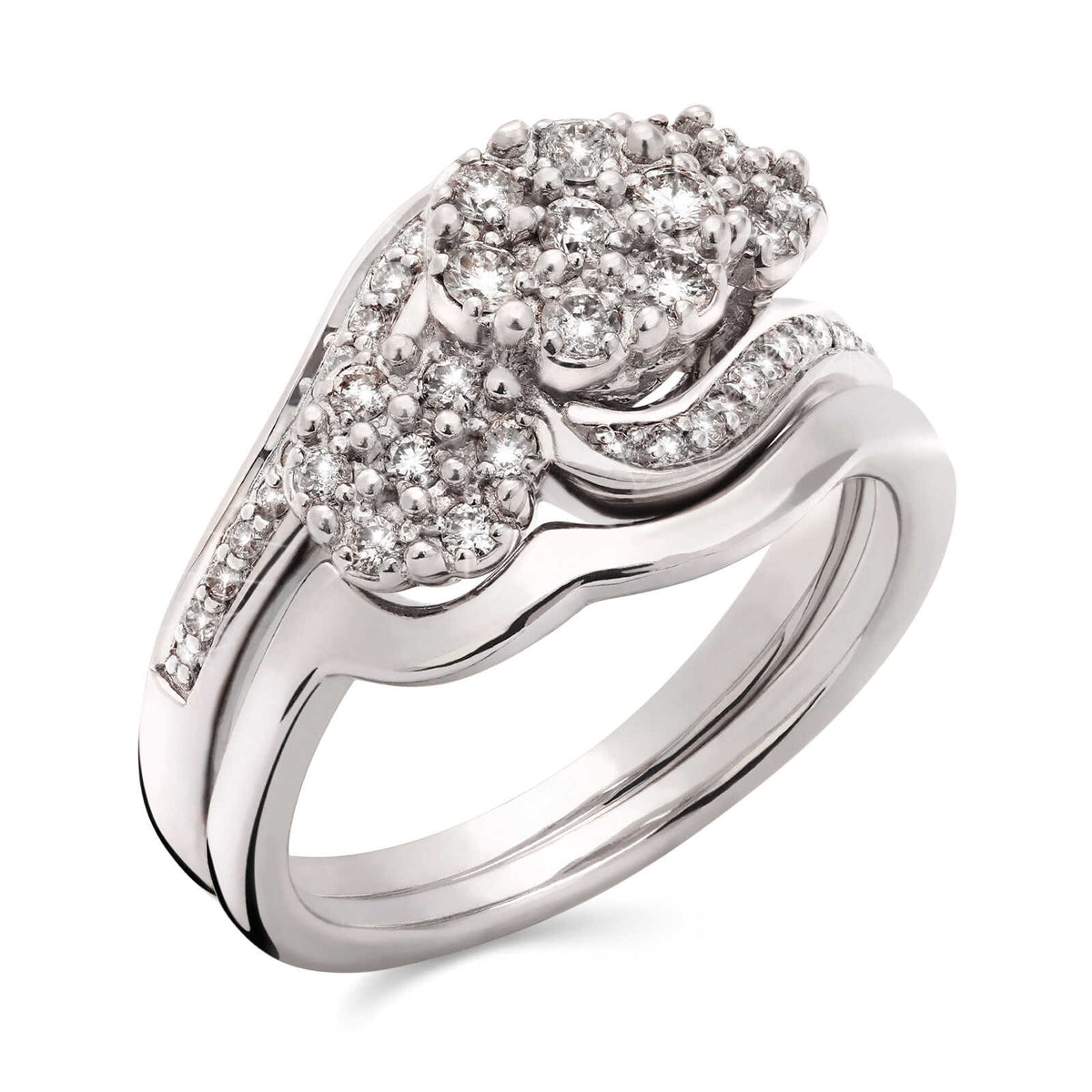 Anel em Prata 925 Flor com Diamantes