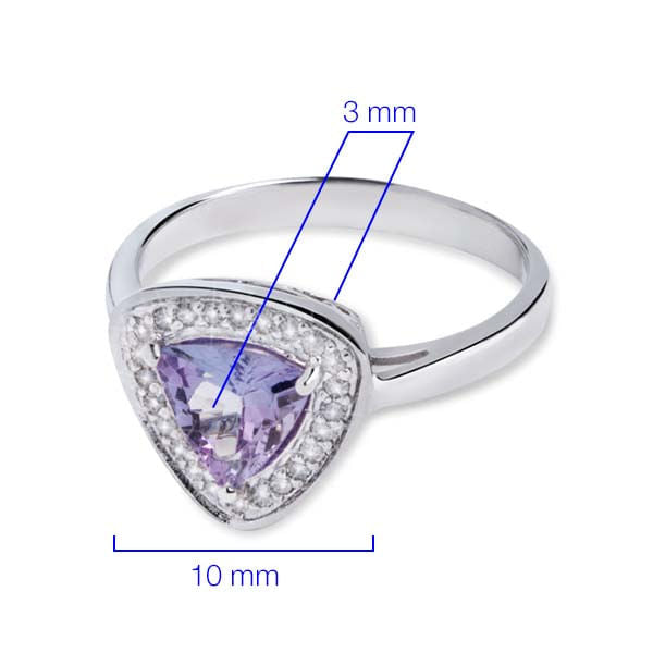 Anel em Prata 925 com Tanzanita Delta e Diamantes