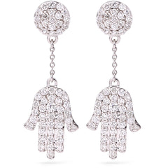 133529 - Par de Brinco em Ouro Branco 18k Designer Mão com Diamantes VS Aprox. 1,11 cts