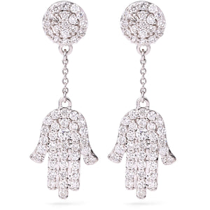 133529 - Par de Brinco em Ouro Branco 18k Designer Mão com Diamantes VS Aprox. 1,11 cts