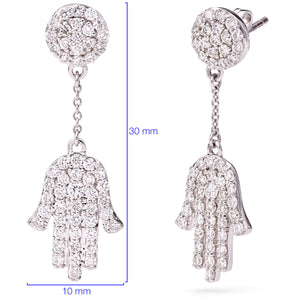 133529 - Par de Brinco em Ouro Branco 18k Designer Mão com Diamantes VS Aprox. 1,11 cts