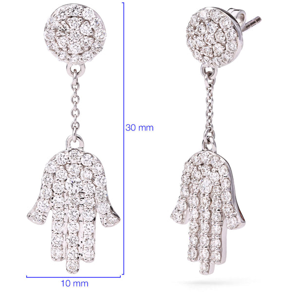 133529 - Par de Brinco em Ouro Branco 18k Designer Mão com Diamantes VS Aprox. 1,11 cts