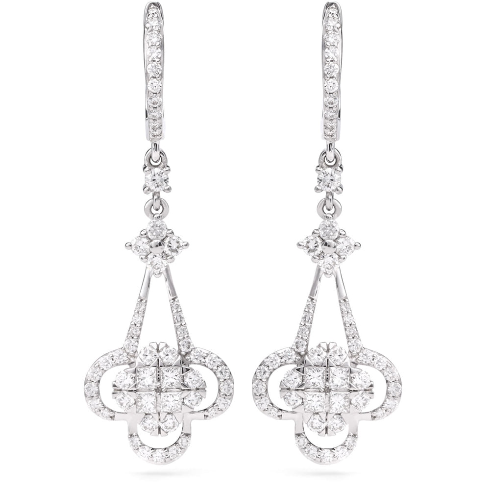 133530-Par de Brinco  em Ouro Branco Com Diamantes Vs