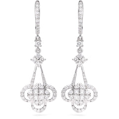 133530-Par de Brinco  em Ouro Branco Com Diamantes Vs