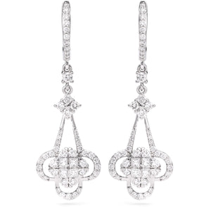 133530-Par de Brinco  em Ouro Branco Com Diamantes Vs