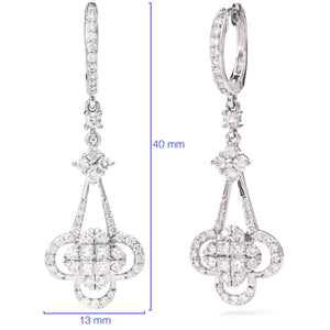133530-Par de Brinco  em Ouro Branco Com Diamantes Vs