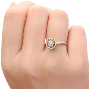 Anel em Ouro Branco 18 k com Diamantes
