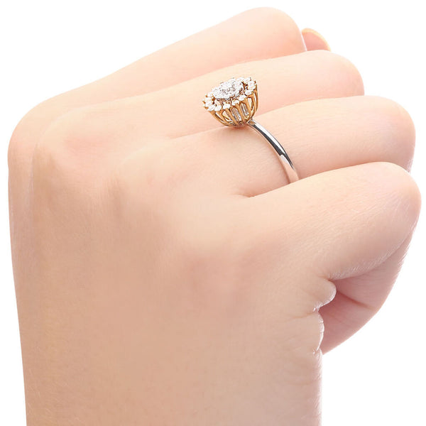 Anel em Ouro Branco 18 k com Diamantes