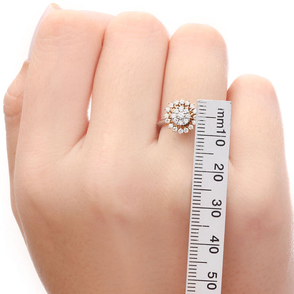 Anel em Ouro Branco 18 k com Diamantes