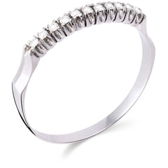 Meia Aliança Ouro Branco 18k com Diamantes