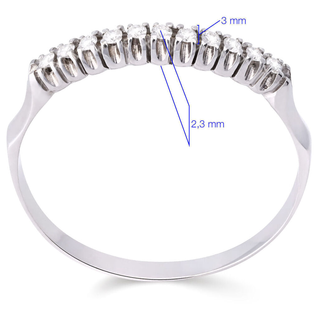 Meia Aliança Ouro Branco 18k com Diamantes