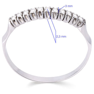 Meia Aliança Ouro Branco 18k com Diamantes