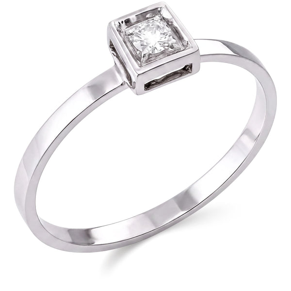 135021-Anel em Ouro Branco Quadrado com Diamantes VS
