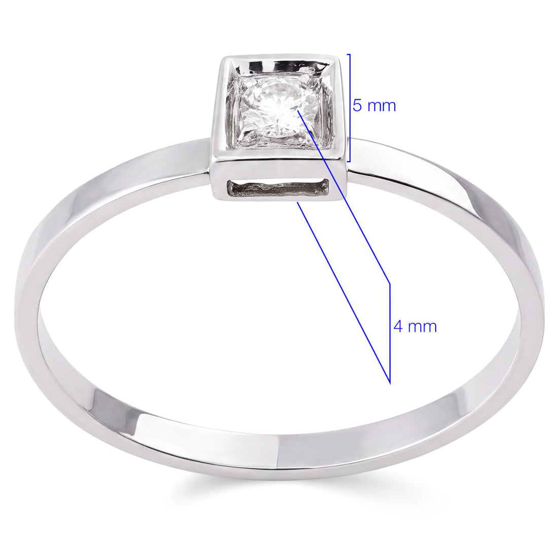 Anel em Ouro Branco Quadrado com Diamantes VS