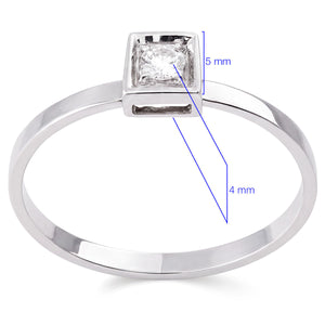 135021-Anel em Ouro Branco Quadrado com Diamantes VS