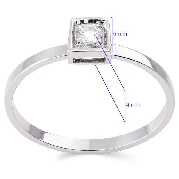 135021-Anel em Ouro Branco Quadrado com Diamantes VS