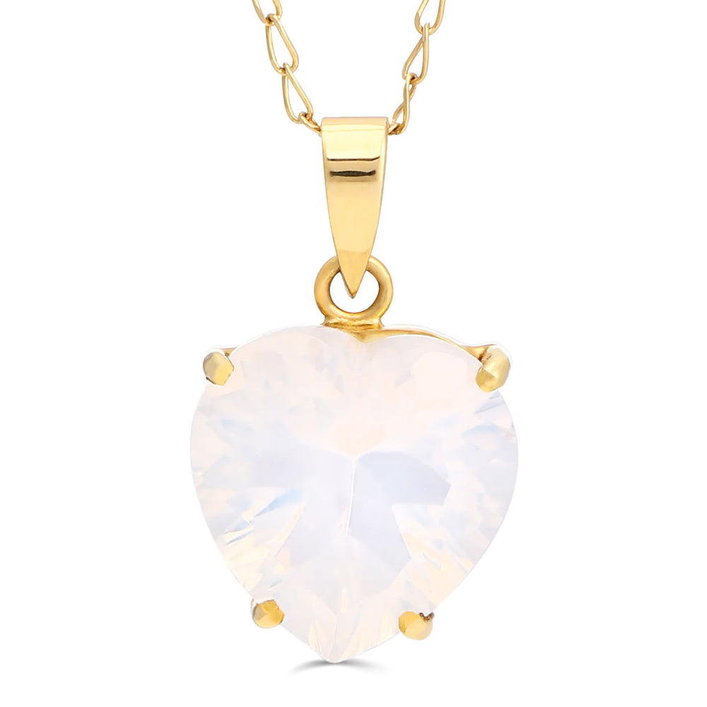 Pingente Coração em Ouro Amarelo 18k com Cristal Milk