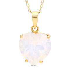 Pingente Coração em Ouro Amarelo 18k com Cristal Milk