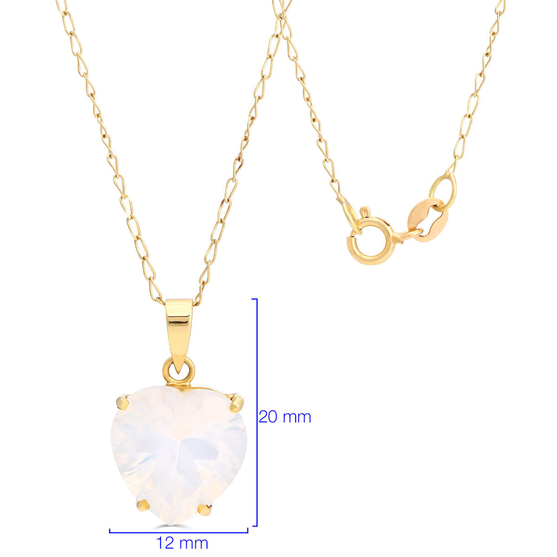 Pingente Coração em Ouro Amarelo 18k com Cristal Milk