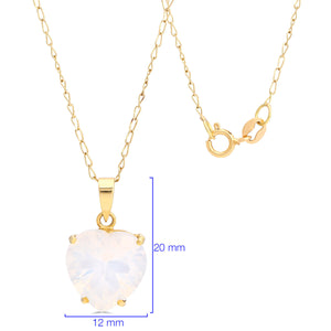 Pingente Coração em Ouro Amarelo 18k com Cristal Milk