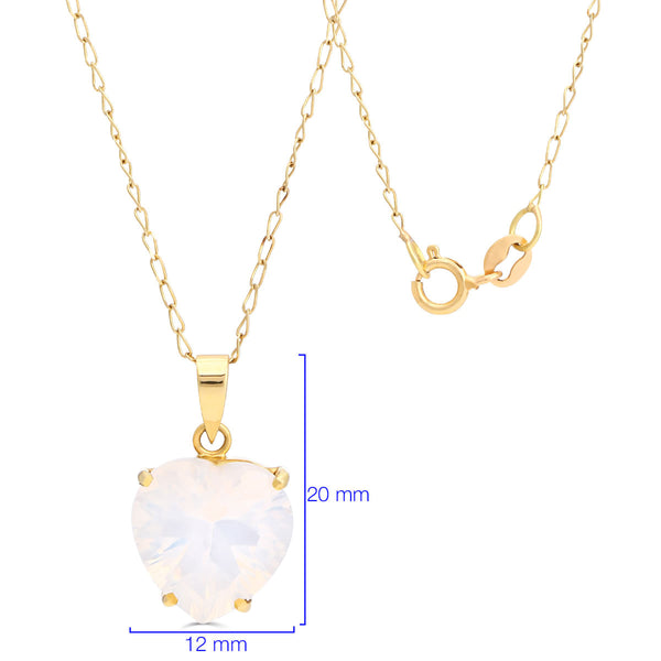 Pingente Coração em Ouro Amarelo 18k com Cristal Milk