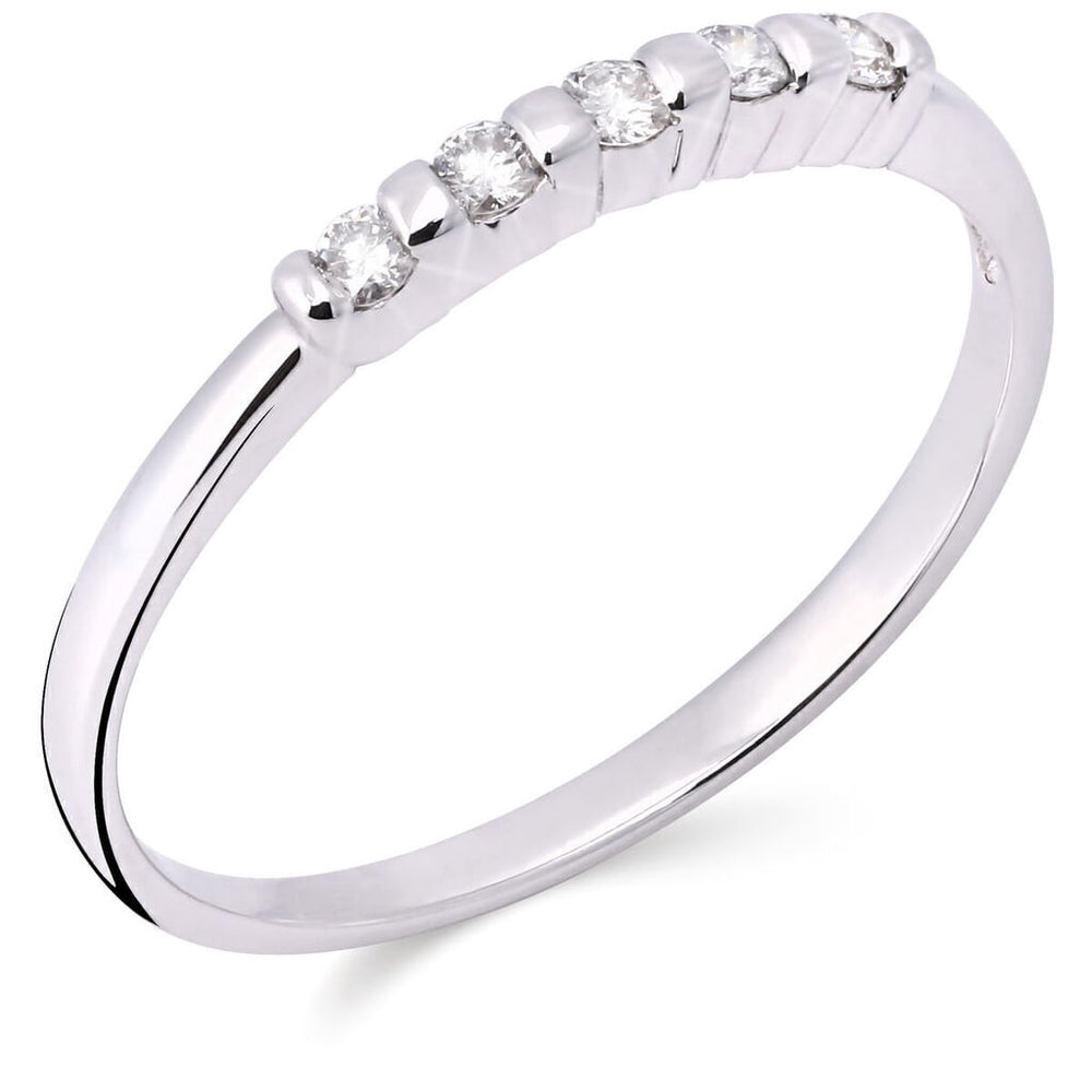 Meia Aliança  em Ouro Branco 18k com Diamantes
